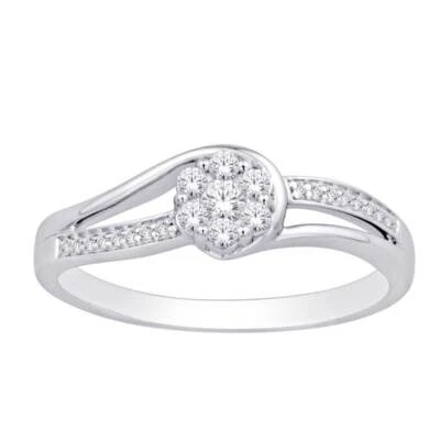 $947.72 • Buy 10 KT White Gold 1/5 CTTW Diamond Flower Ring