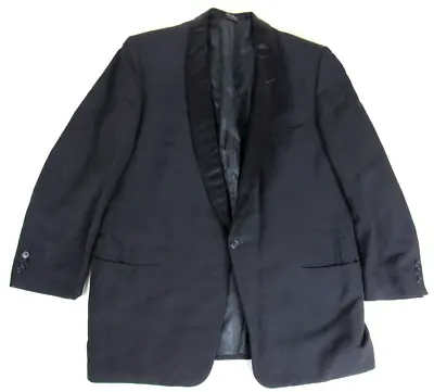 Vtg 50s After Six 1 Button Tuxedo Jacket Blazer Mens 44 Black Shawl Dinner Coat • $29.99