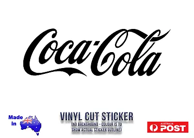 Coca Cola Vinyl Cut Sticker MATTE BLACK Repro No Background 225x75mm FREE POST! • $6.95