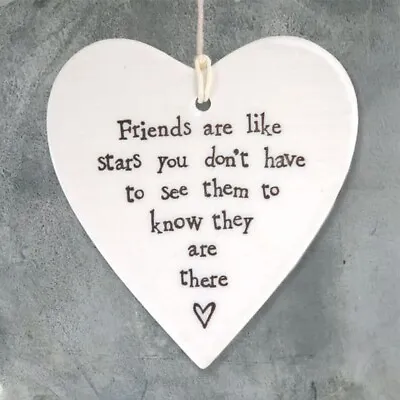 East Of India Porcelain Round Heart-Friends Are Like Stars • £5.60