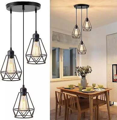 3 Light Pendant Light Fixtures Farmhouse Hanging Pendant Adjustable Industrial K • $47.12