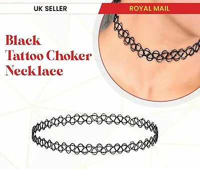 £3.45 • Buy 5X Retro Style Tattoo Necklace Stretch Elastic Choker Black Classic Stretch UK