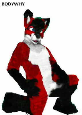 Fursuit Red Long Fur Wolf Fox Husky Dog Mascot Costume Cosplay Fancy Dress Adult • $973.06