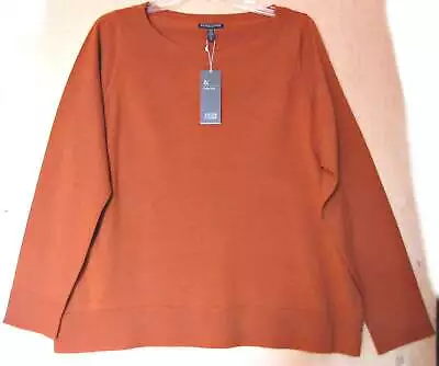 $198 NWT EILEEN FISHER Italian Merino Jersey FLAMENCO Sweater 1X 2X  • $99