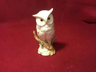 Maruri Masterpiece White Eared Bone China Owl On Tree Branch Bird Figurine 4.5”H • $8.99
