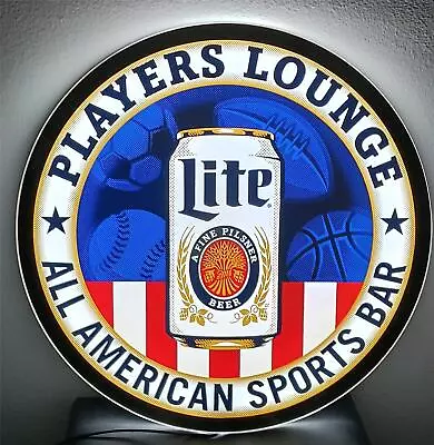 Miller Lite Beer 23  Large Round Lighted LED Sign .. All American Sports Bar • $189.95