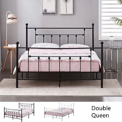 $199.99 • Buy AINPECCA 1x Metal Bed Frame Queen Double Size White Or Black Metal Frame Bed