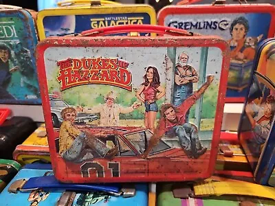 Vintage 1980 The Dukes Of Hazzard Metal Lunch Box No Thermos W/ Red Handle Rusty • $29.99