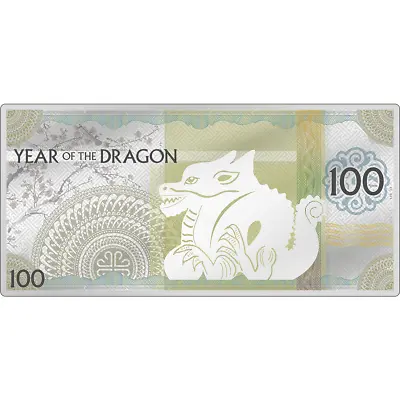 2024 Mongolia Lunar Year Of The Dragon 5g Silver Proof-Like Note • $69.95