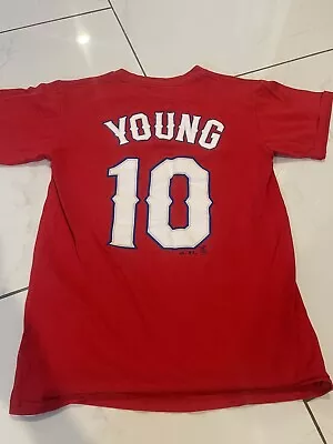 Michael Young Texas Rangers Majestic T-Shirt Jersey Size Small  • $9.95