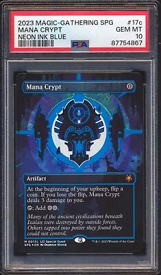 2023 MTG MANA CRYPT NEON INK BLUE #17C 0017c BORDERLESS FOIL PSA 10! • $999.99