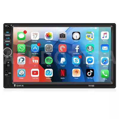 7  Double 2 Din Car Stereo Radio Bluetooth USB AUX IN TF IOS/Android MP5 Player • £22.99