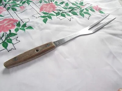 Vintage Japan Meat Carving Fork Stainless Steel Wood Handle 12” • $4.99