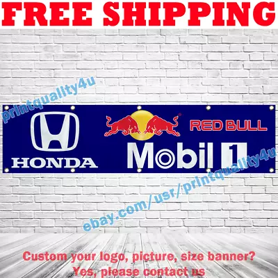 Honda Redbull Mobil1 Banner 2x8 Ft Car Racing Show Garage Sign Wall Decor 2023 • $17.95