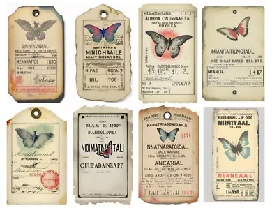 8 Vintage Style Tags Junk Journal Scrapbook USA Seller • $2