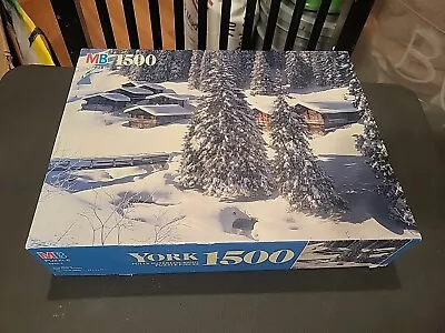 Vintage Milton Bradley East Tirol Austria Snowy Winter Cabins 1500 Piece Puzzle  • $19.99