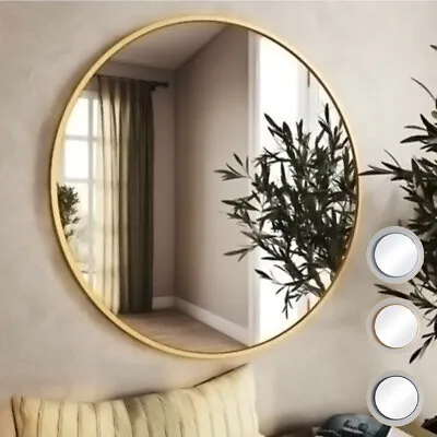 Large Round Wall Mounted Mirror Bathroom Bedroom Makeup Dressing Mirror Circle • £16.95