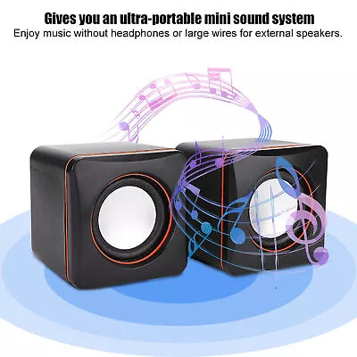 Mini Cube USB Stereo 3.5mm Jack Wired Speaker For Desktop Laptop PC Computer • $12.54