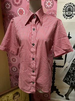 Vintage 1960’s 70’s Mod Modette Checked Large Collar Ladies Shirt • £19.99