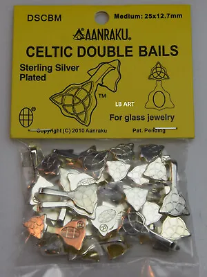 New Sealed 25 Pack  Medium AANRAKU Silver Plated Celtic Double Pendant Bails • $15.50