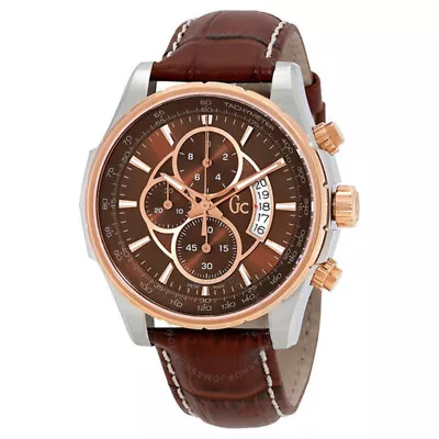 GC Guess Mens Technoclass Brown Leather Strap Watch X81002G4S • £299