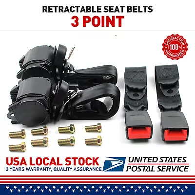 2X 3 Point Safety Seat Belt Straps Heavy Duty Car Truck Adjustable Retractable • $41.99