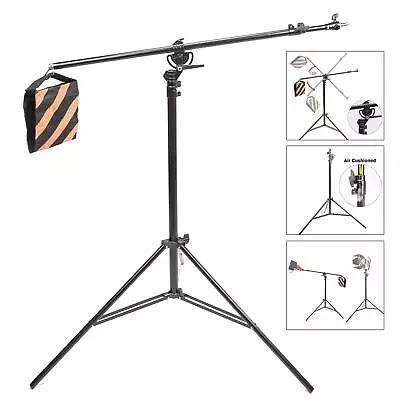 Studio Light Stand Boom Arm 2in1 390cm Photo Photography Grip Softbox Metal UK • £73.99