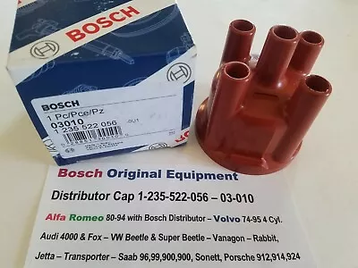 Alfa Romeo Spider 80-94 - Porsche 912 914 BMW 320I 2002 Bosch Distributor Cap  • $32.95