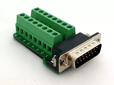 DB15 D-Sub 15-pin Male Adapter RS-232 Breakout Board Connector (D7) • £8.75