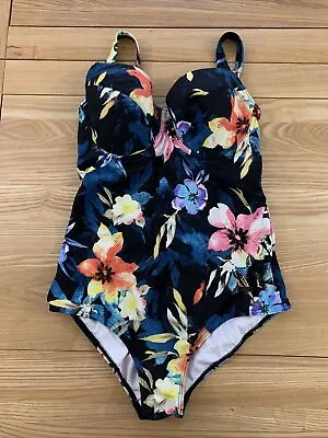 Naturana Multicoloured Flower Pattern Ladies Swim Suit Sz 14 C-cup • £12.99