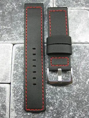 22mm PVC Rubber Band Black Diver Watch Strap For BREITLING Red For Maratac X1 • $33.74