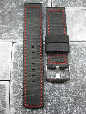 22mm PVC Rubber Band Black Diver Watch Strap Kevlar Fabric For IWC Maratac Red • $33.74