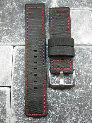 22mm PVC Rubber Band Black Diver Watch Strap Kevlar For OMEGA Red For Maratac X1 • $33.74