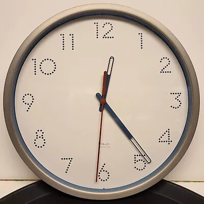 Michael Graves Analog Wall Clock 12  White On Blue Perforated Numbers • $38