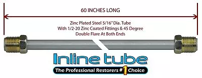5/16 Fuel Line 60 Inch Oe Zinc Steel 1/2-20 Tube Nuts 45 Degree Double Flare • $17.75