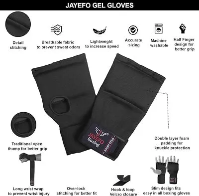 Jayefo Padded Speed Wraps Inner Gloves Training Gel Elastic Hand Wraps For Boxin • £9.99