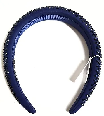 J.Crew Rhinestone Studded Headband Dark Evening Blue Embellished One Size NWT • $28