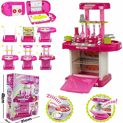 £18.96 • Buy Kids Pink Kitchen Portable Carry Case Toy Play Set Girls Cooking Activity Gift