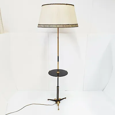 Chic Floor Lamp French Vintage 1950 Steel Brass & Glass Black 50S 50'S • $4183.22