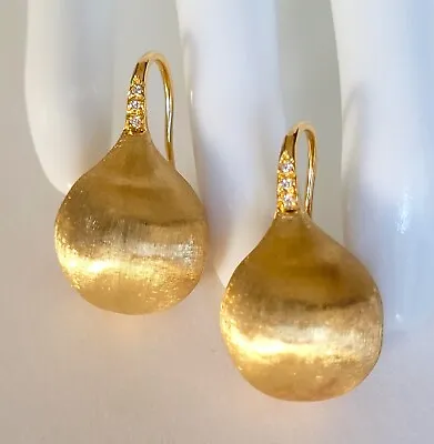 Marco Bicego 18K Yellow Gold & Diamond Africa Boule Medium Drop Earrings • $2195