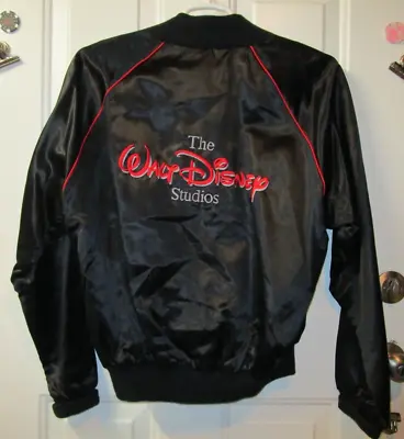 VTG The Walt Disney Studios Black Satin Jacket Mickey Mouse Disney Fashions XL • $59.46