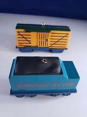 Vintage Sky Line Collection Stock  Coal Train Cars Hallmark Ornament Lot Diecast • $15.99