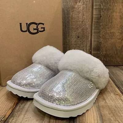 Ugg Cozy Ii Mirror Ball Slipper Silver Sequine Wool Youth Us 6 Fits Womens Us 7 • $72