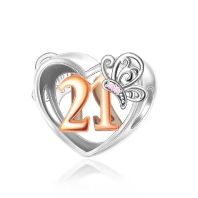 21st Birthday Celebration 925 Sterling Silver 21st Birthday Dangle Charm Bead L • £17.99