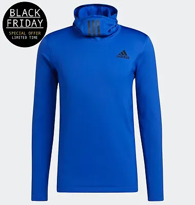Adidas Cold.RDY Mens Hooded Top - Blue - Running Top - Black Friday Sale • £24.99