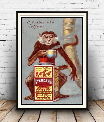 It Tastes Like Coffee  Vintage Beverage Advert Reproduction Poster Wall Art. • £5.09