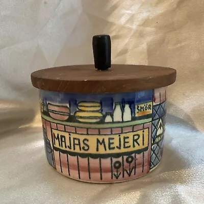 ANITA NYLUND  Majas Mejeri” CERAMIC POT WITH LID JIE GANTOFTA SWEDEN 1950s • $100