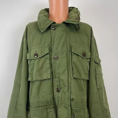 J Crew Zip Up Hood Military Field Jacket Olive Green Size XL • $48.99