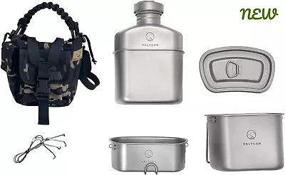 Valtcan Titanium Canteen Military Mess Kit 1100ml 37oz With 750ml And 400ml Cups • $146.99