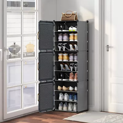 3-9Tier Modular Shoe Storage Rack Standing Cabinet Footwear Organizer Shelf Unit • £8.95